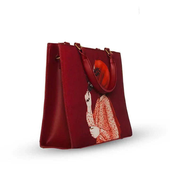 Hijab Girl Red Canvas Tote Bag