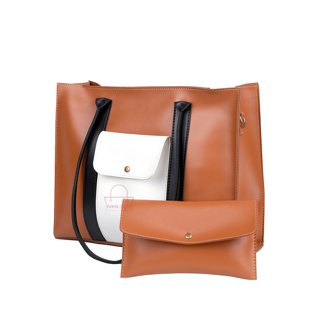 Glade 3 PCs Brown and White Shoulder Bag